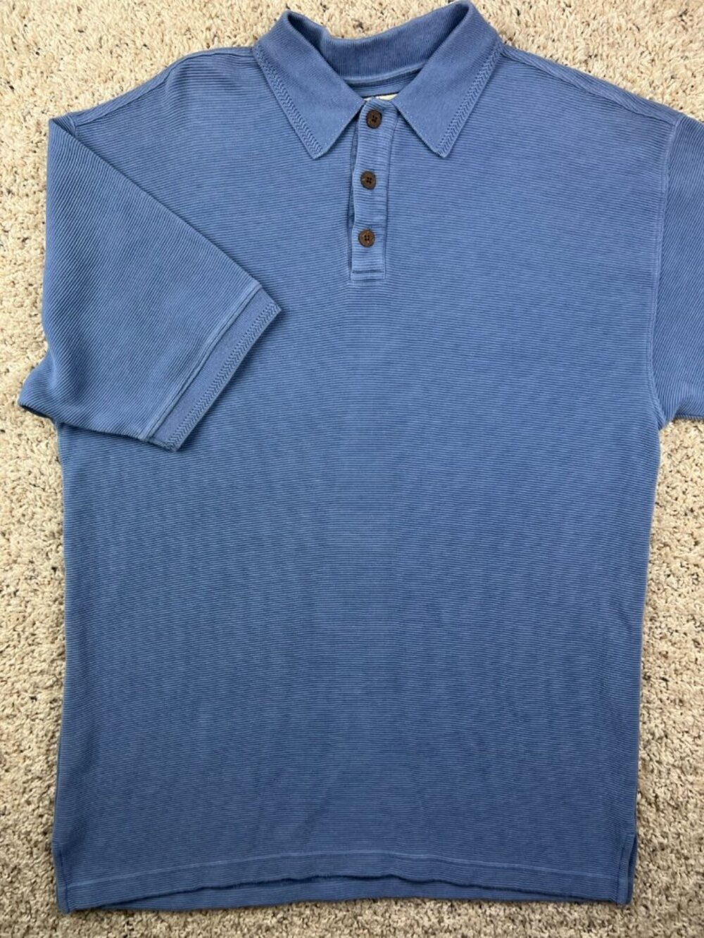 Tommy Bahama Silk Blend Shirt Men's Medium Blue Textured Polo Casual Golf